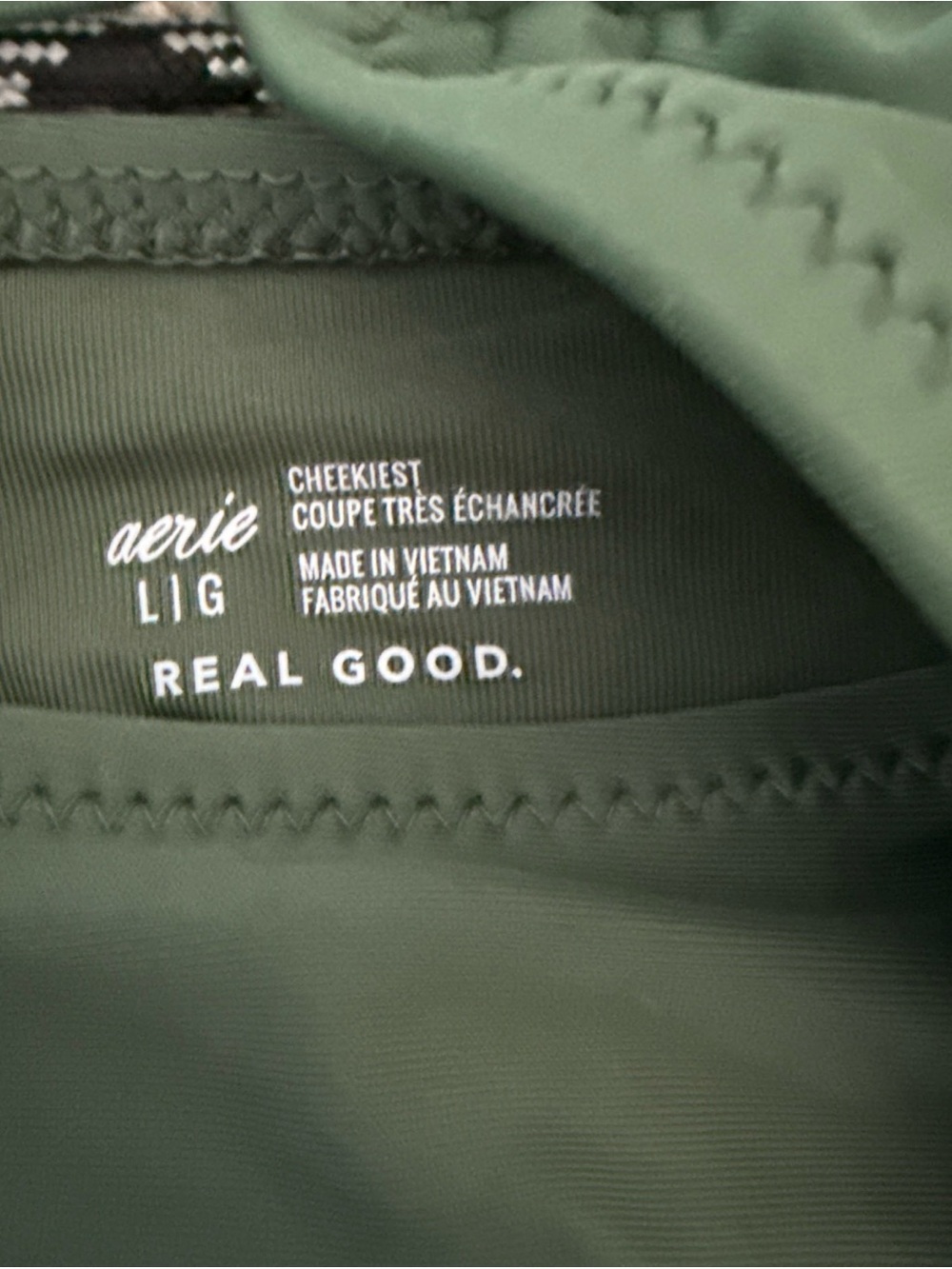 Aerie Triangle Bikini Set, High Leg, Cheekiest, Size large, Green - Picture 4 of 5